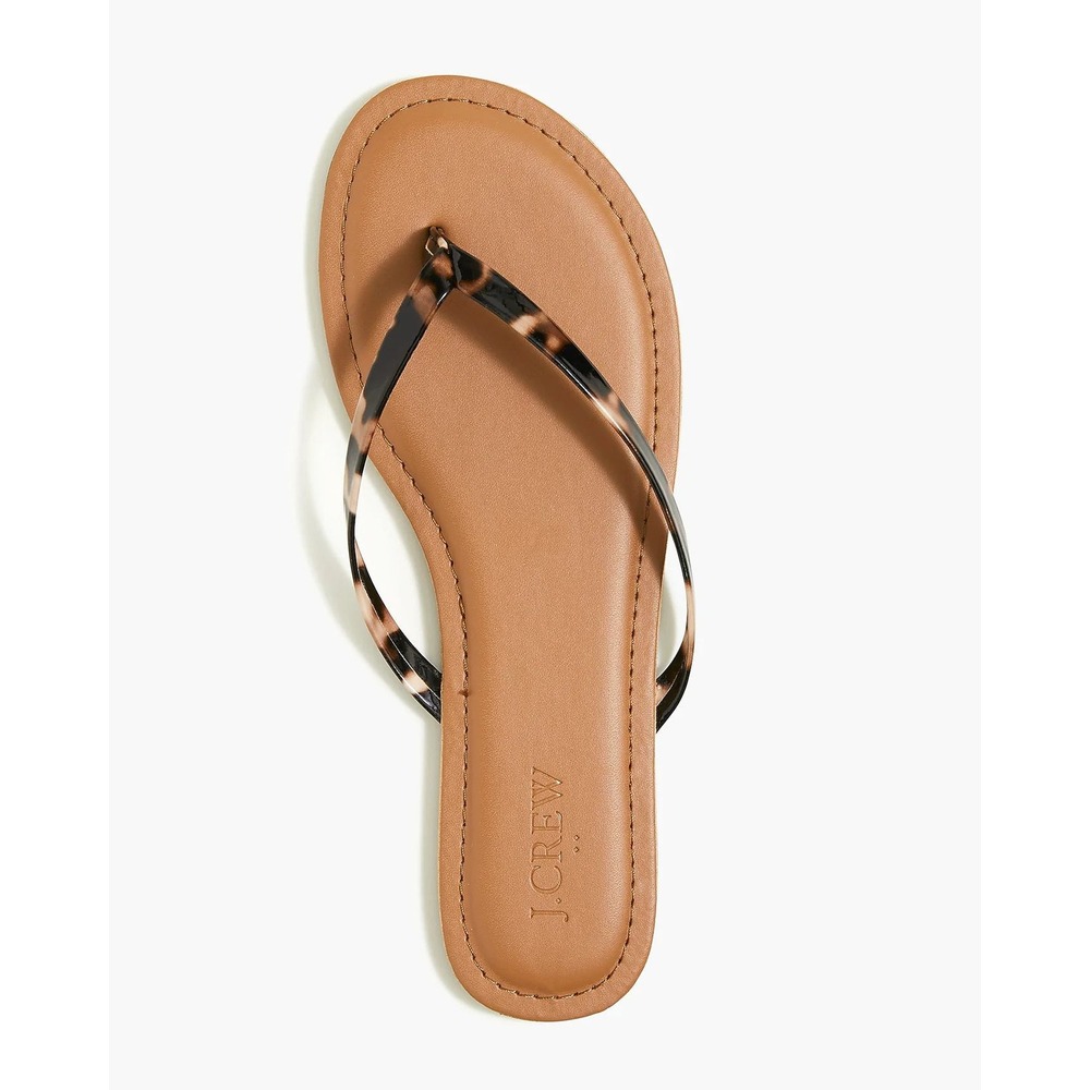 J.Crew Womens Tortoiseshell Flip Flop Sandals Tan Brown AO017 Size 11 NEW